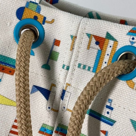 HERMES marine print Petit Chartier Drawstring Shoulder Bag - Picture 2 of 16